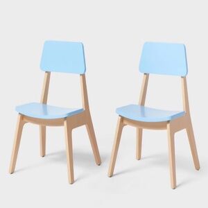 Brand New in Box 2 Pack of Kids Wooden Activity Chair Blue Wood Set Pillowfort